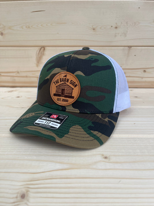 Barn Sign Hat - Military Camo/White/Tan