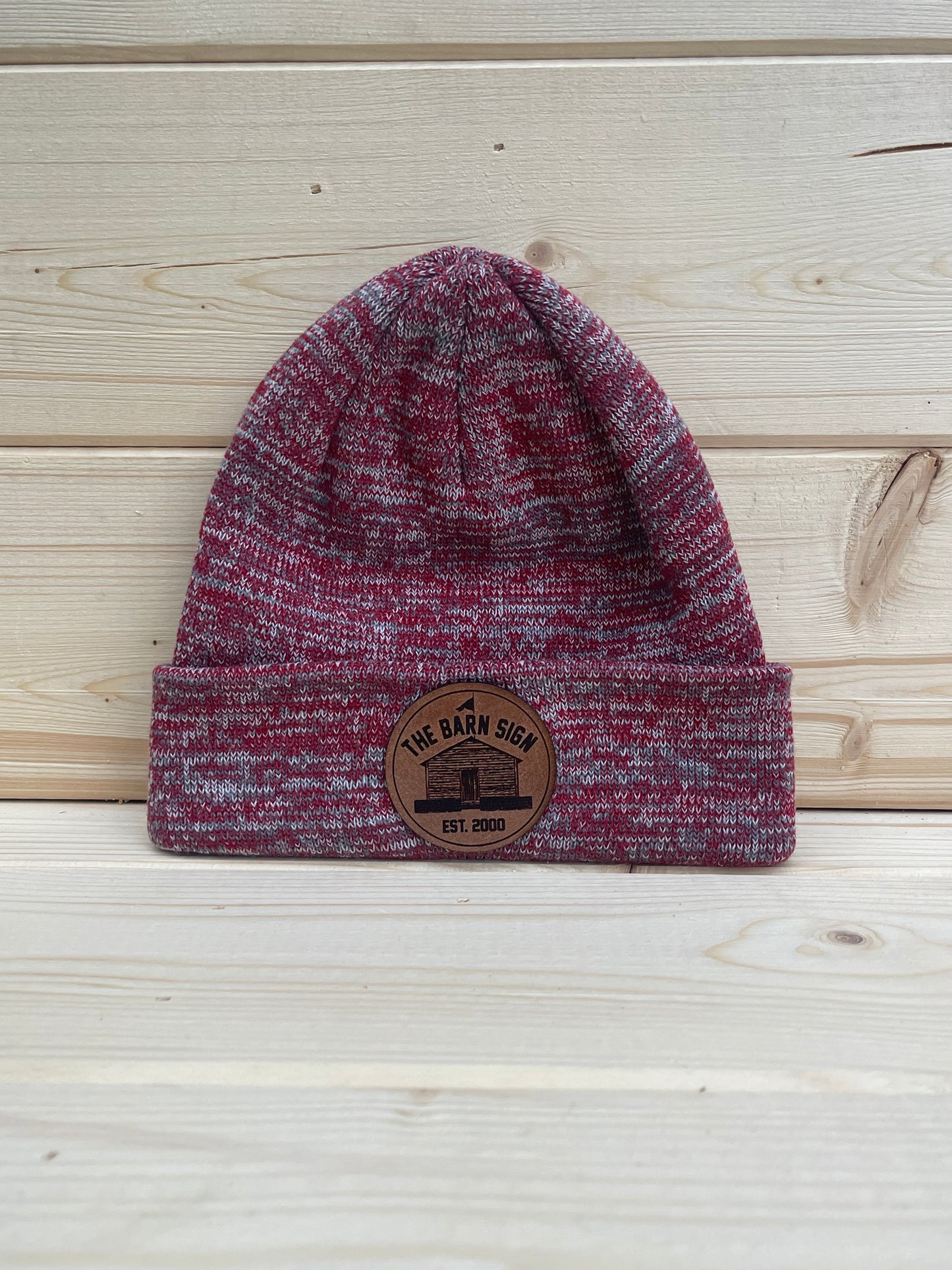 Barn Sign Beanie - Red/Tan