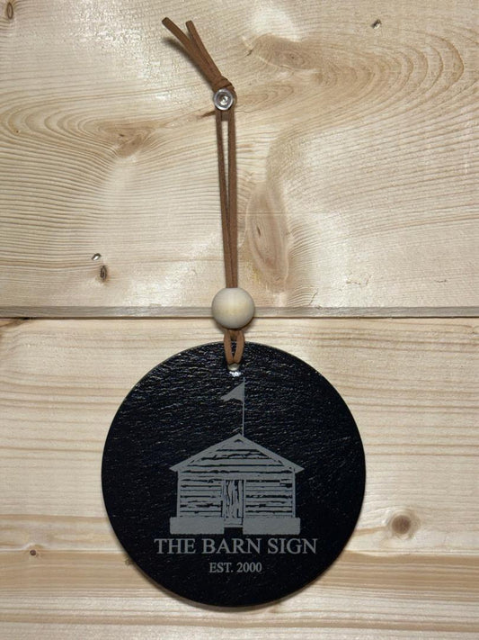 The Barn Sign Christmas Ornament - Slate